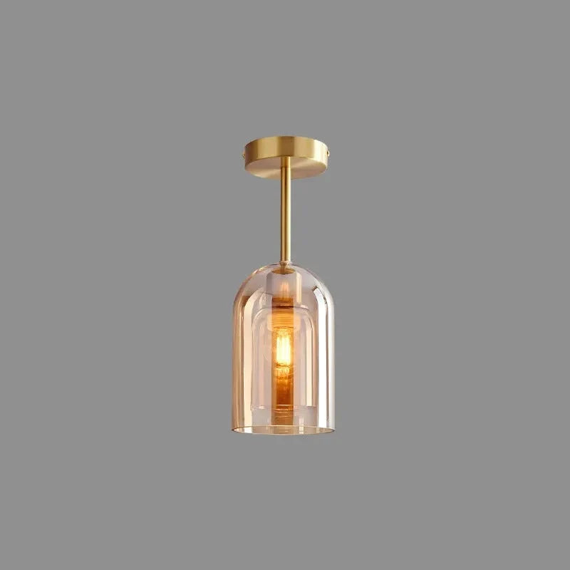 Ceiling Light | Glass Shade & Copper Fixture | Includes 3-Color LED Bulb