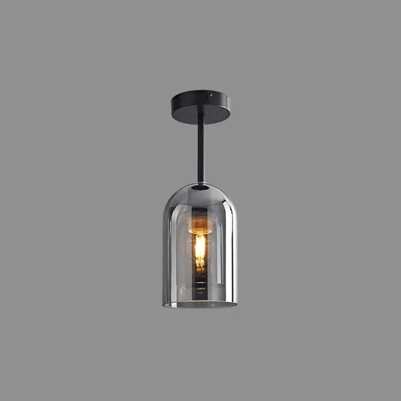 Ceiling Light | Glass Shade & Copper Fixture | Includes 3-Color LED Bulb