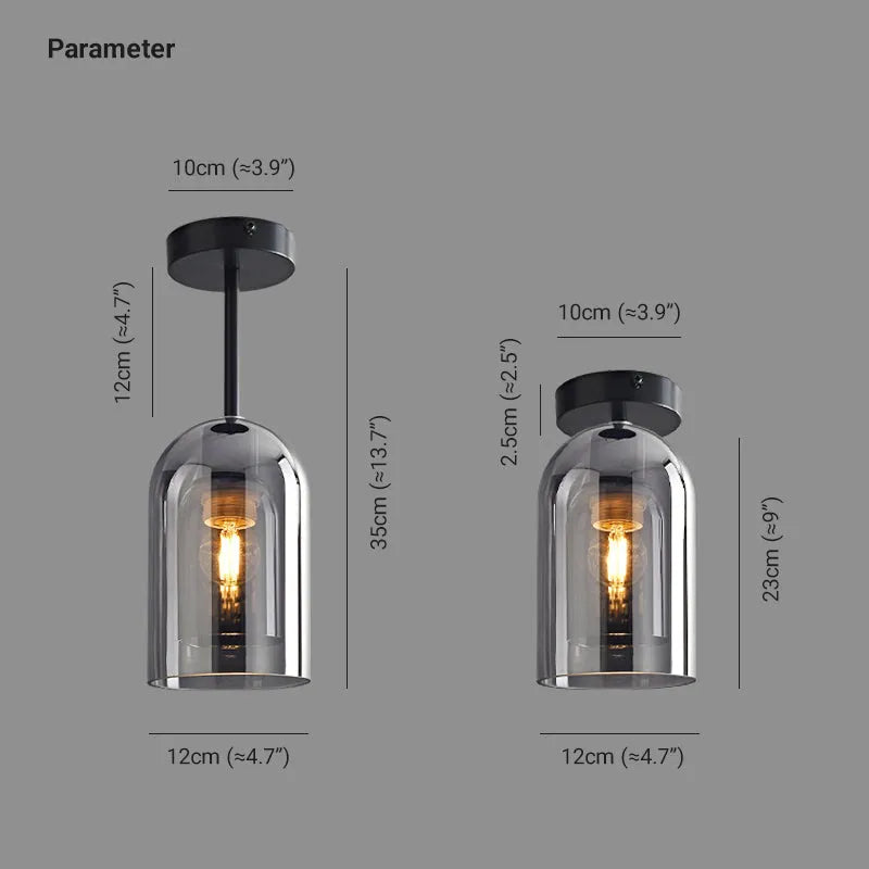 Ceiling Light | Glass Shade & Copper Fixture | Includes 3-Color LED Bulb