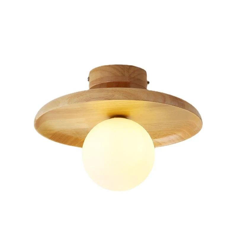 Ceiling Light | Japanese Minimalist Wood & Iron | E27 Socket