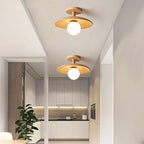 Ceiling Light | Japanese Minimalist Wood & Iron | E27 Socket