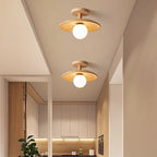 Ceiling Light | Japanese Minimalist Wood & Iron | E27 Socket