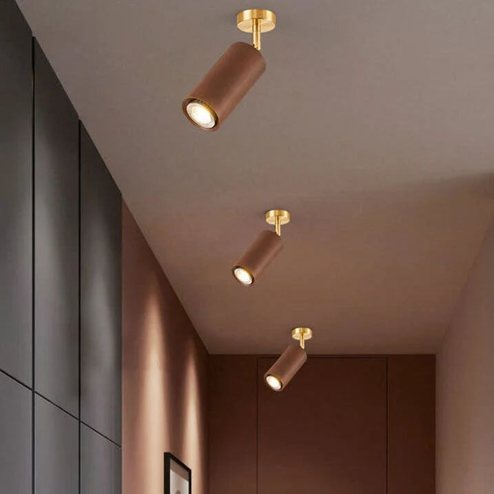 Ceiling Light | Rubberwood & Iron Spotlight | Integrated LED
