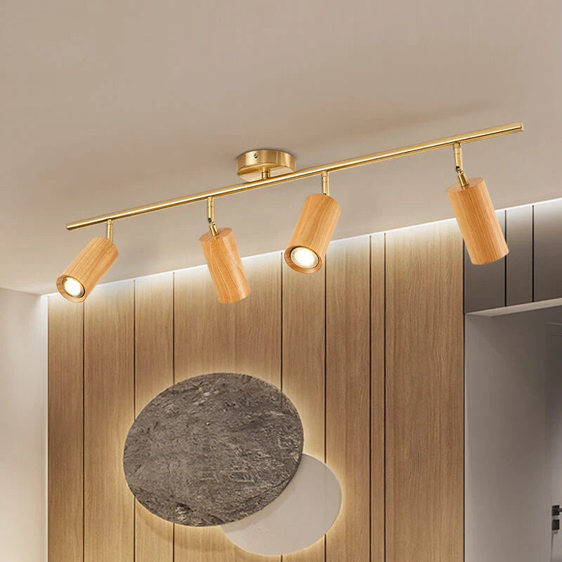 Ceiling Light | Rubberwood & Iron Spotlight | Integrated LED