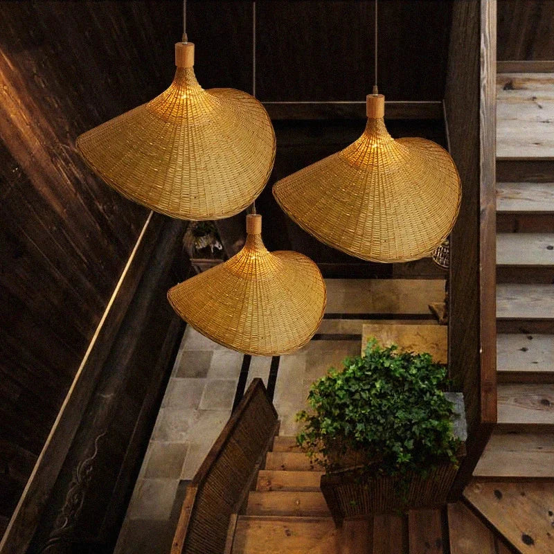 Ceiling Pendant Lamp | Handwoven Bamboo Basket Shade | Multiple Sizes