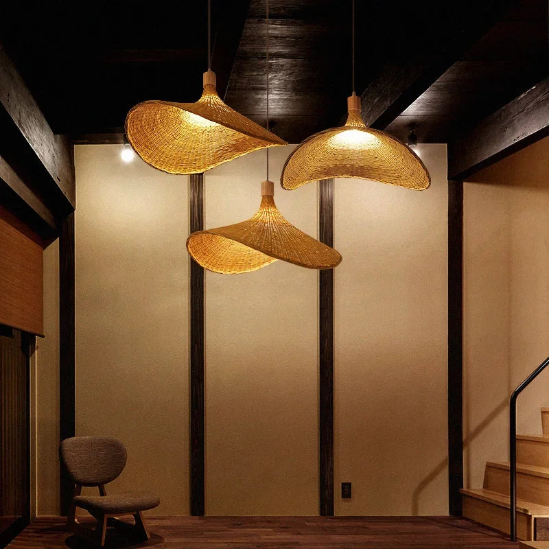 Ceiling Pendant Lamp | Handwoven Bamboo Basket Shade | Multiple Sizes