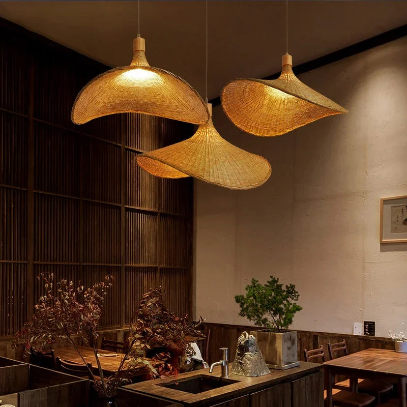 Ceiling Pendant Lamp | Handwoven Bamboo Basket Shade | Multiple Sizes