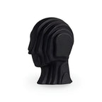 Ceramic Head Sculpture | Geometric Design & Golden Fringe