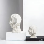 Ceramic Head Sculpture | Geometric Design & Golden Fringe