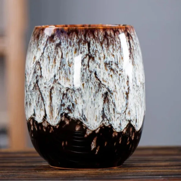 Ceramic Mug Set | Kiln-Fired Glaze & Gold Trim | Set of 4