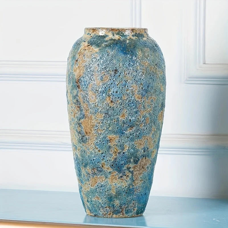 Ceramic Vase | Handmade Vintage Design | Blue & Earthy Tones
