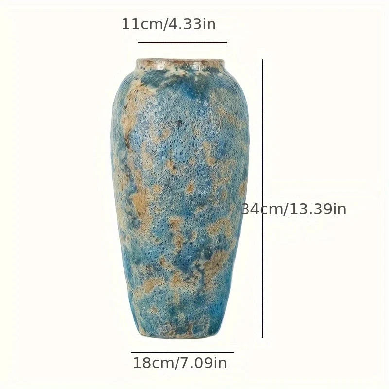 Ceramic Vase | Handmade Vintage Design | Blue & Earthy Tones