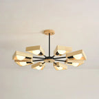 Chandelier Ceiling Light | Modern Sputnik Design & Solid Wood Shades | 3/5/6/8 Lights