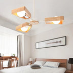 Chandelier Ceiling Light | Modern Sputnik Design & Solid Wood Shades | 3/5/6/8 Lights