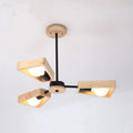 Chandelier Ceiling Light | Modern Sputnik Design & Solid Wood Shades | 3/5/6/8 Lights