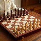 Chess Set | Foldable Walnut Board & Hand-Carved Weighted Pieces