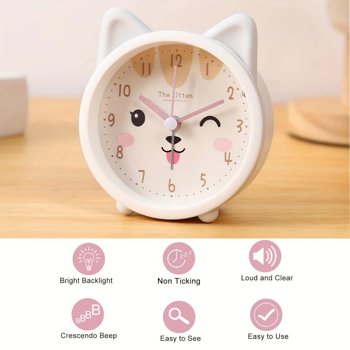 Children’s Alarm Clock | Silent & Night Light | Rabbit Design