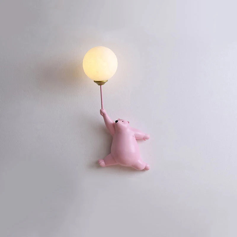 Children's Wall Lamp | Bear Balloon Design & Warm LED Included