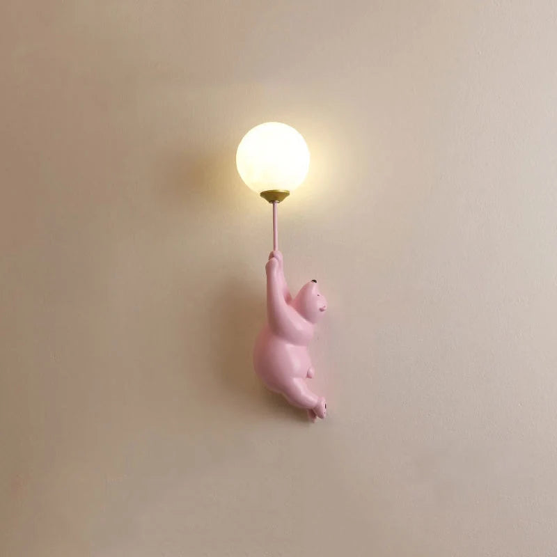 Children's Wall Lamp | Bear Balloon Design & Warm LED Included
