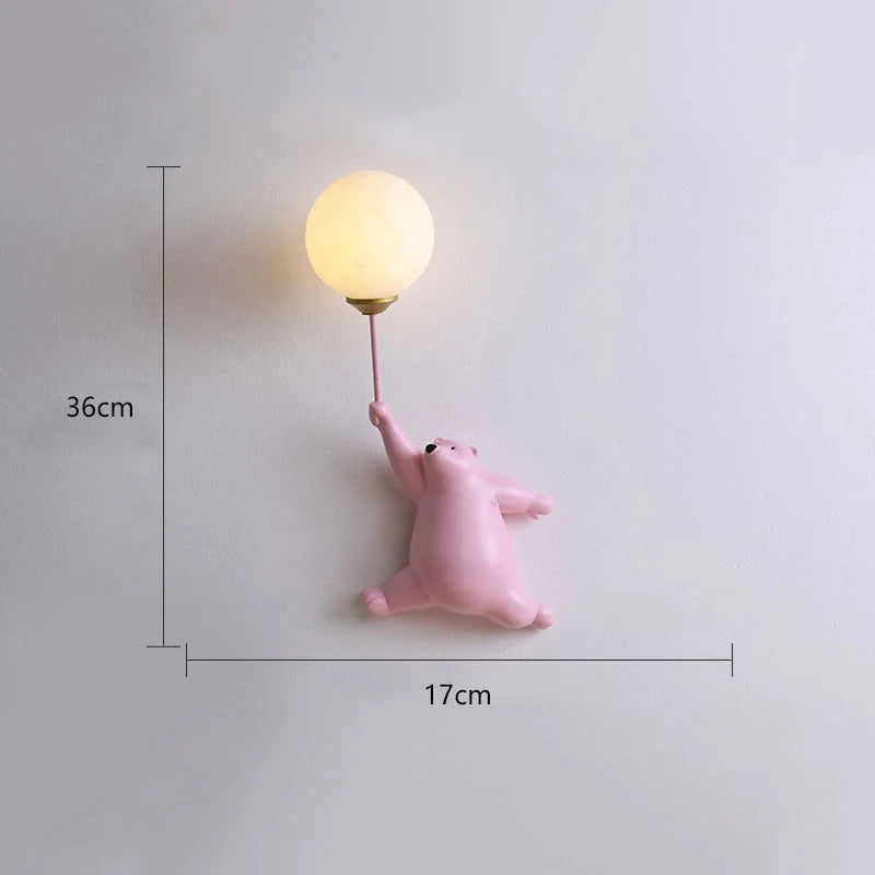 Children's Wall Lamp | Bear Balloon Design & Warm LED Included