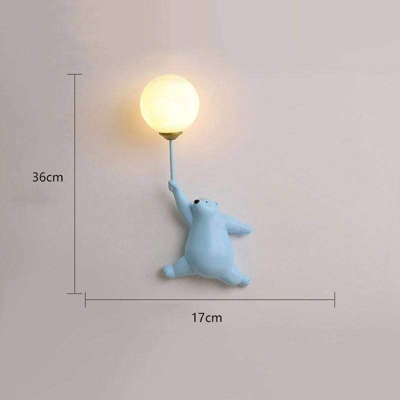 Children's Wall Lamp | Bear Balloon Design & Warm LED Included