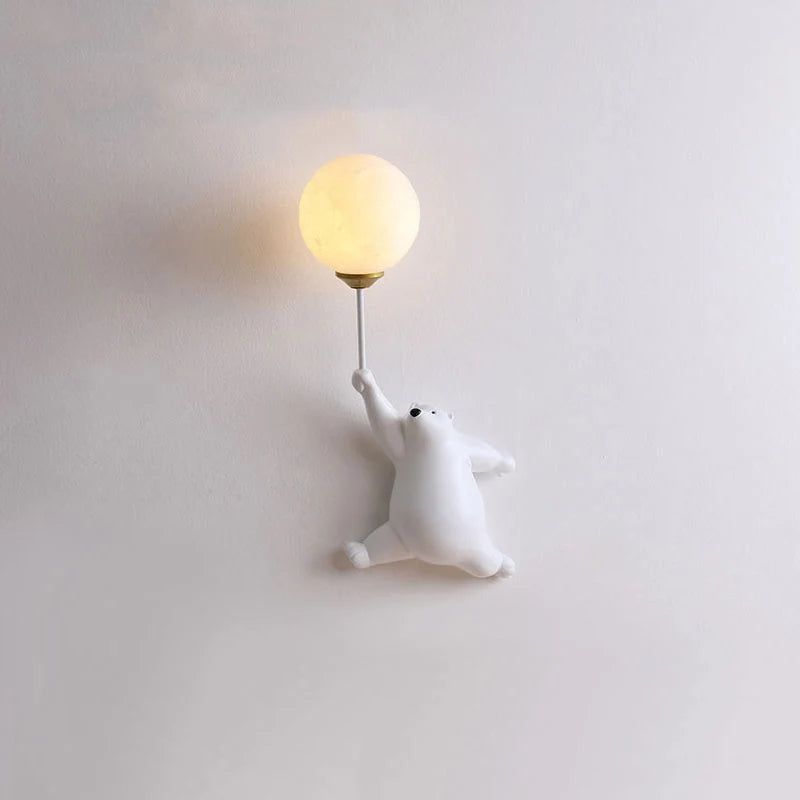 Children's Wall Lamp | Bear Balloon Design & Warm LED Included