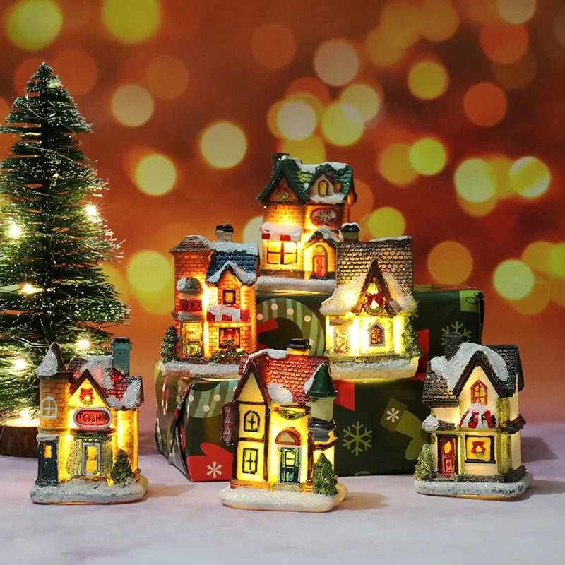 Christmas Village Set | Hand-Painted & Warm LED | 6-Piece