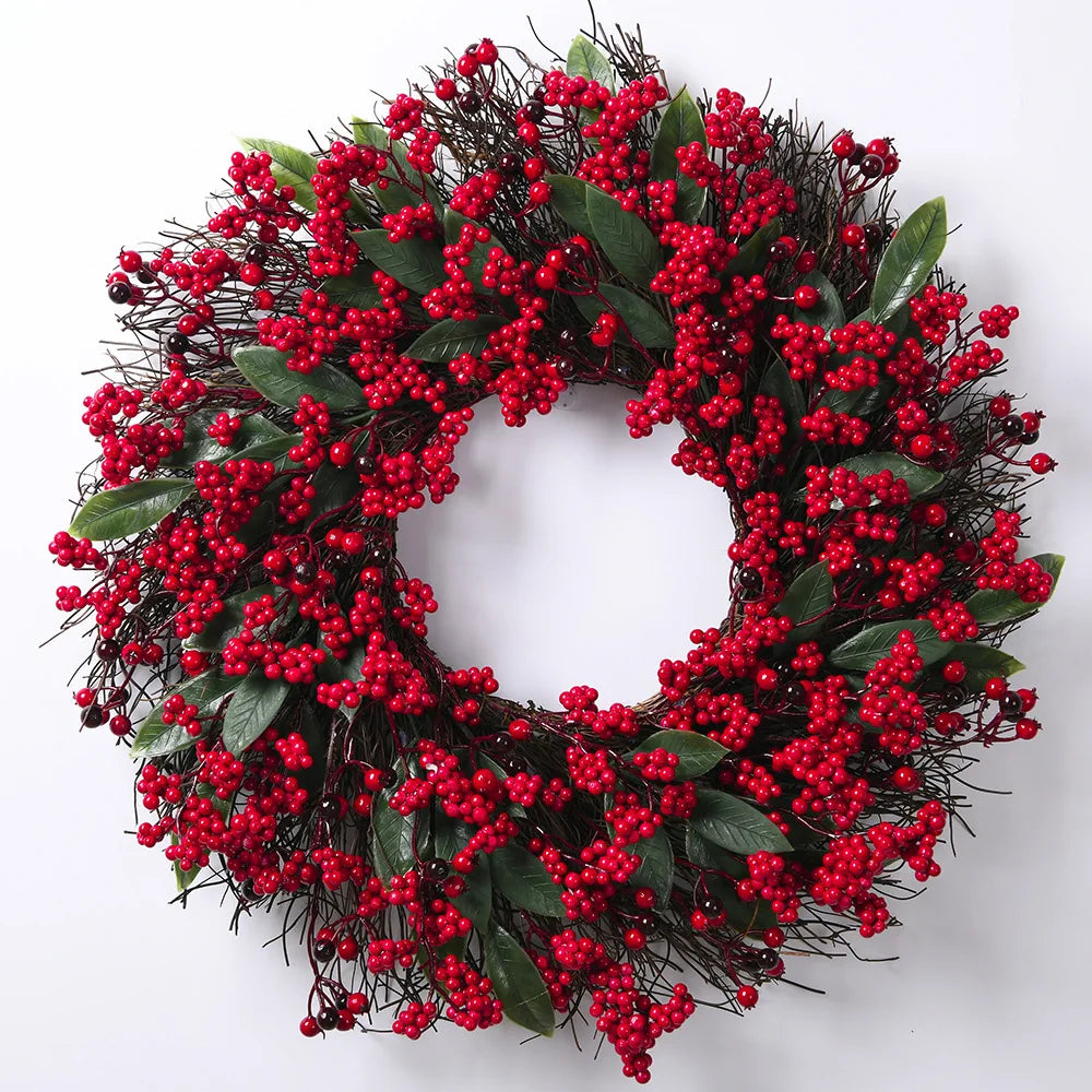 Christmas Wreath | Lifelike Red Berries & Cypress