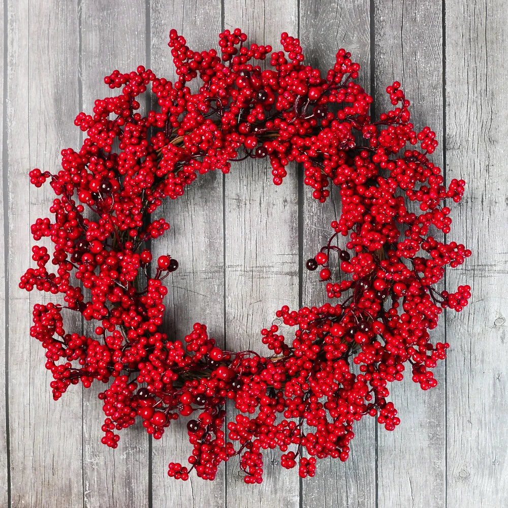 Christmas Wreath | Lifelike Red Berries & Cypress