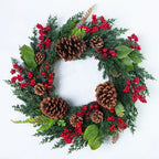 Christmas Wreath | Lifelike Red Berries & Cypress