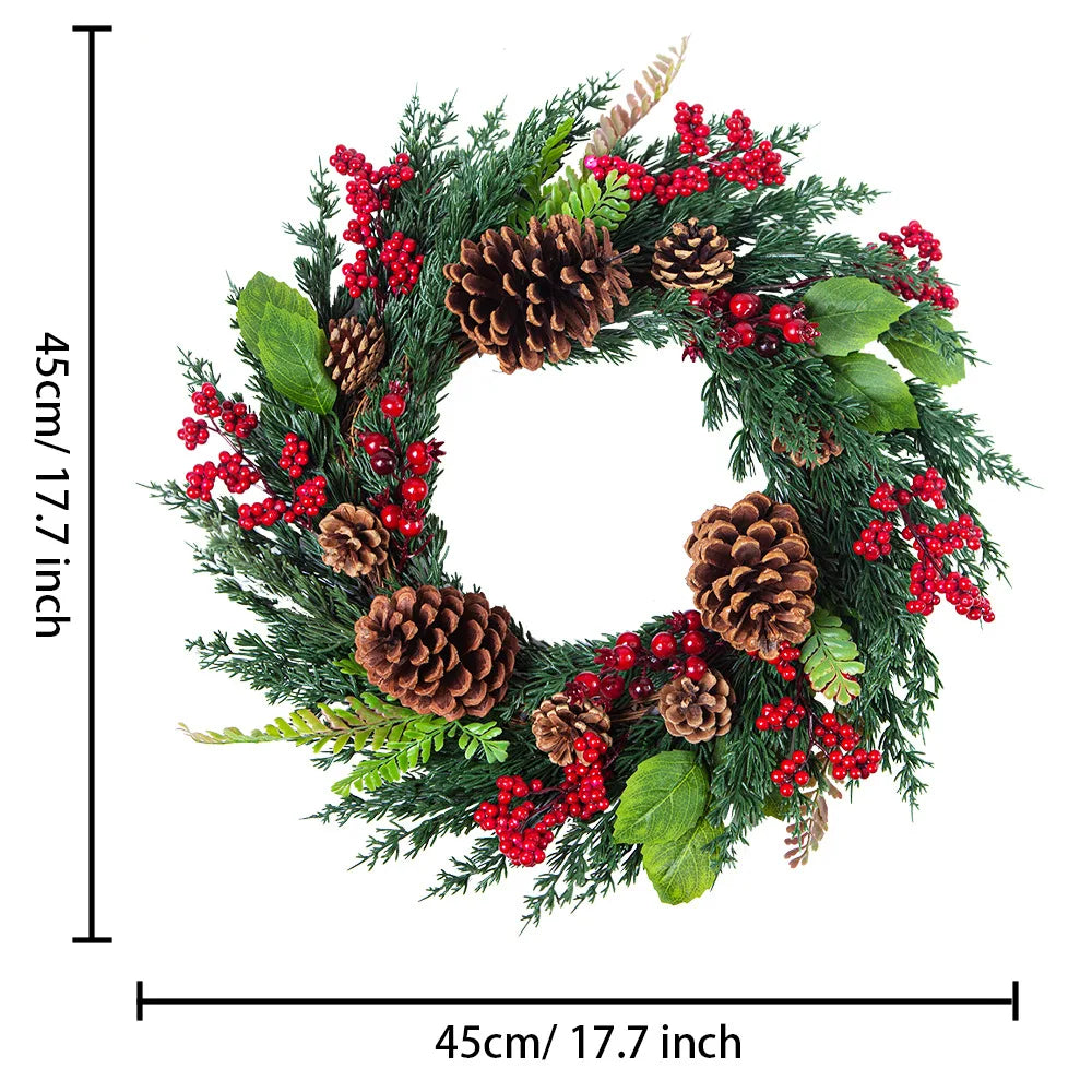 Christmas Wreath | Lifelike Red Berries & Cypress