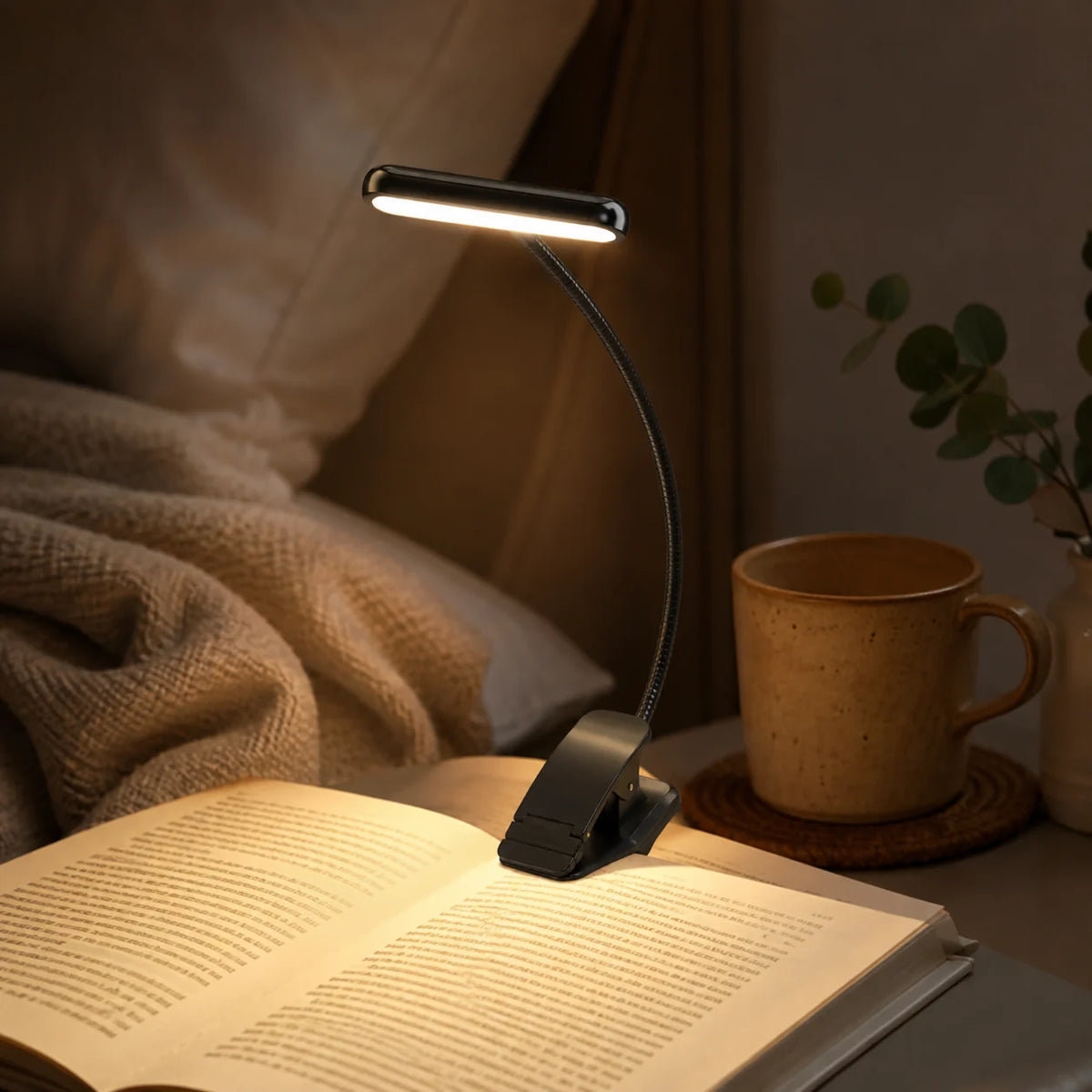 Clip-On Reading Light | USB-Rechargeable & Flexible Gooseneck | Up To 80-Hour Battery