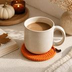 Coaster | Hand-Crocheted Textured Pumpkin | 3.94 x 3.94 in
