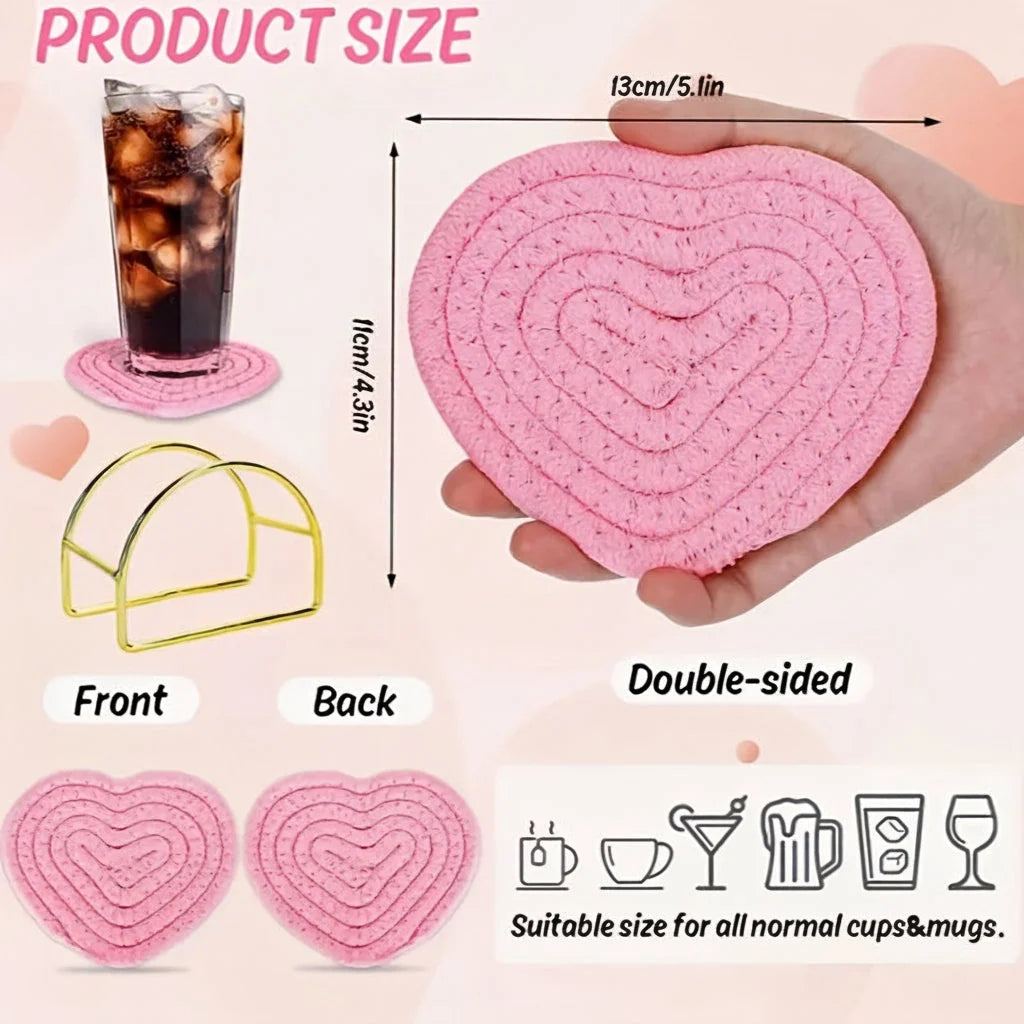 Coaster Set | Heart-Shaped Heat-Resistant & Non-Slip | Set of 4