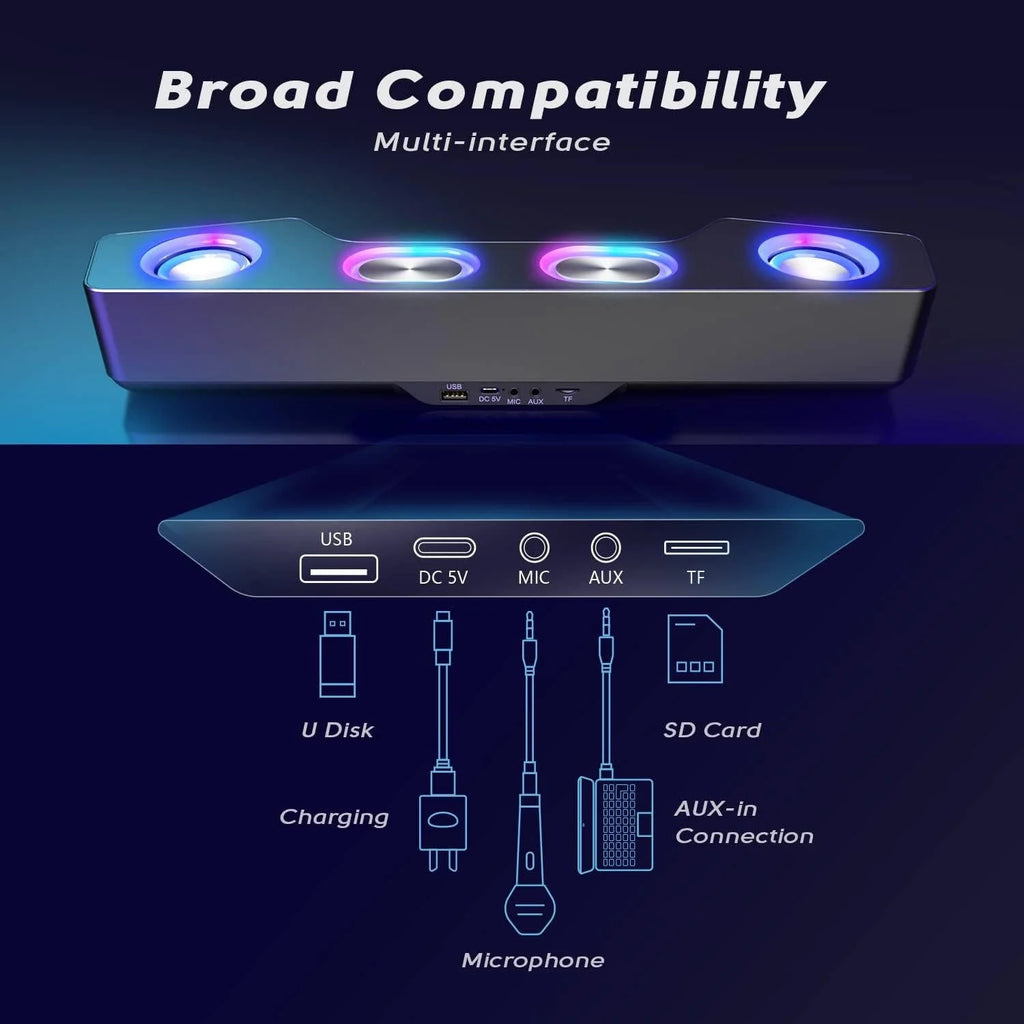 Computer Speakers | Dual Drivers, Bluetooth 5.1 & RGB Lighting