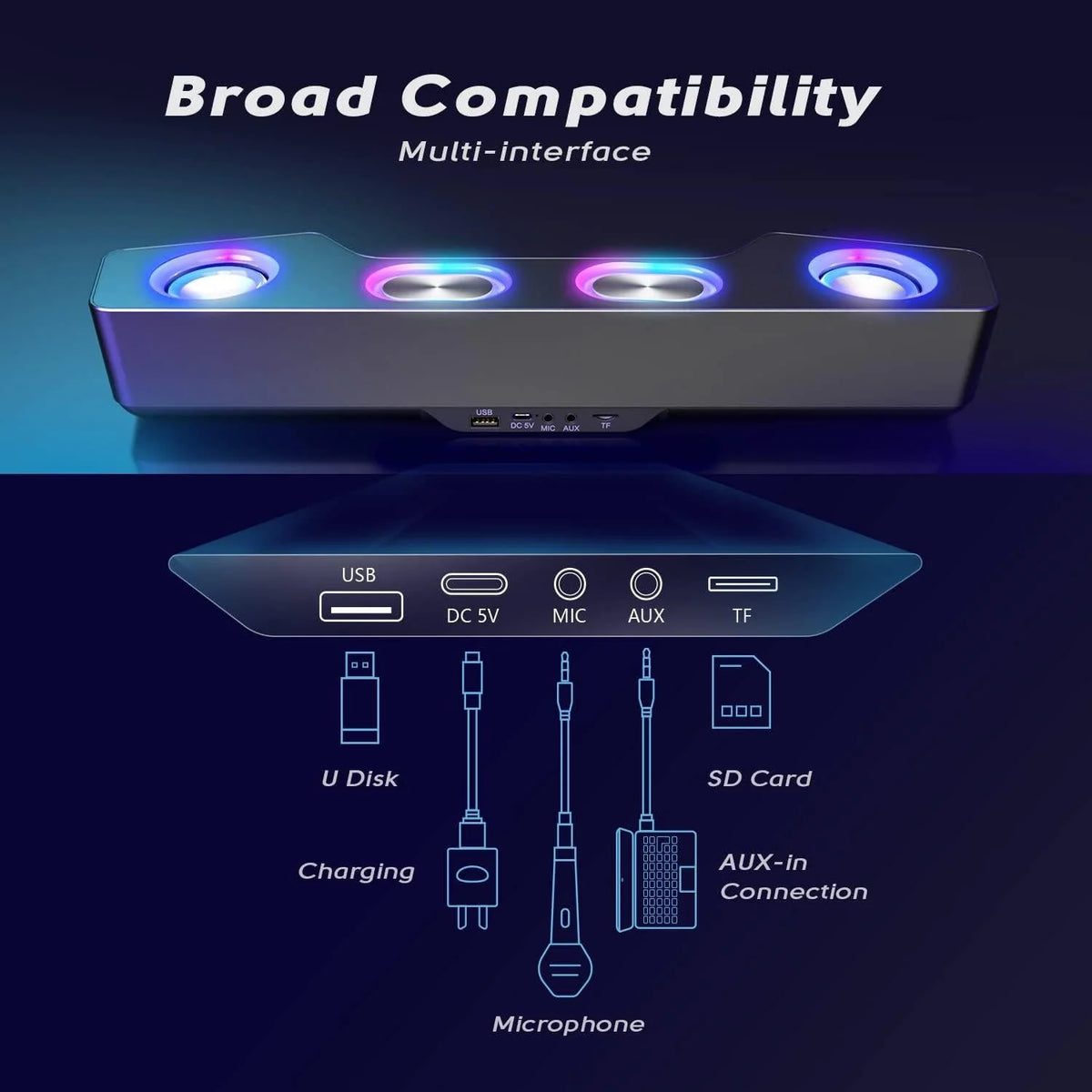 Computer Speakers | Dual Drivers, Bluetooth 5.1 & RGB Lighting