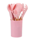 Cooking Utensil Set | BPA-Free Heat-Resistant Silicone & Bamboo Handles | Set of 12