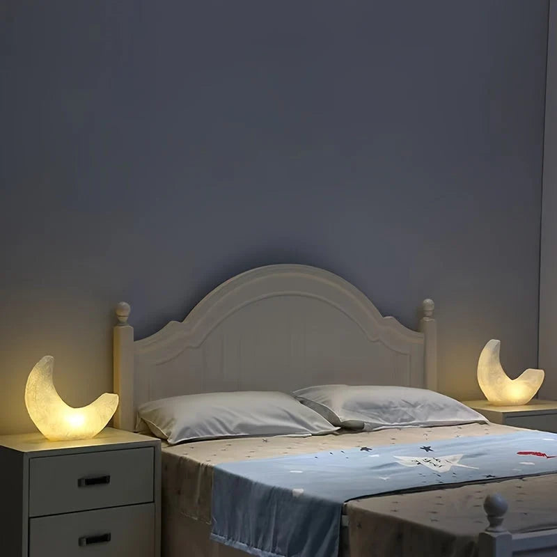 Crescent Moon Night Light | Battery-Operated & Frosted Shade | 25 cm