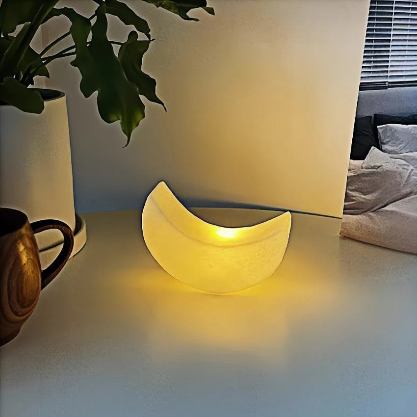 Crescent Moon Night Light | Battery-Operated & Frosted Shade | 25 cm