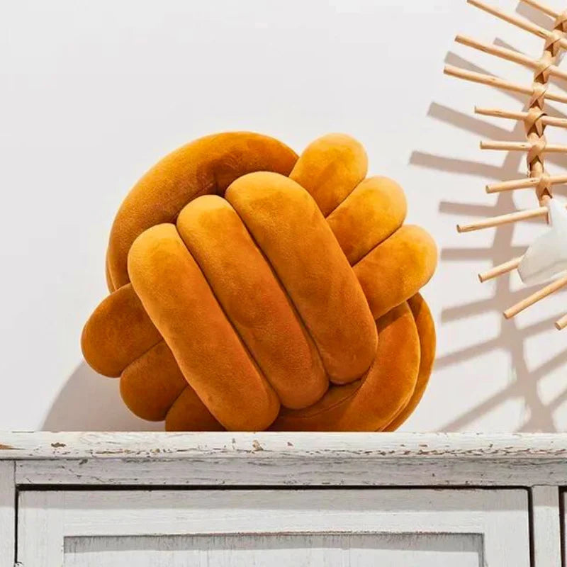Decorative Pillow | Scandinavian Knot Plush Velvet & Cotton Fill | 28 cm