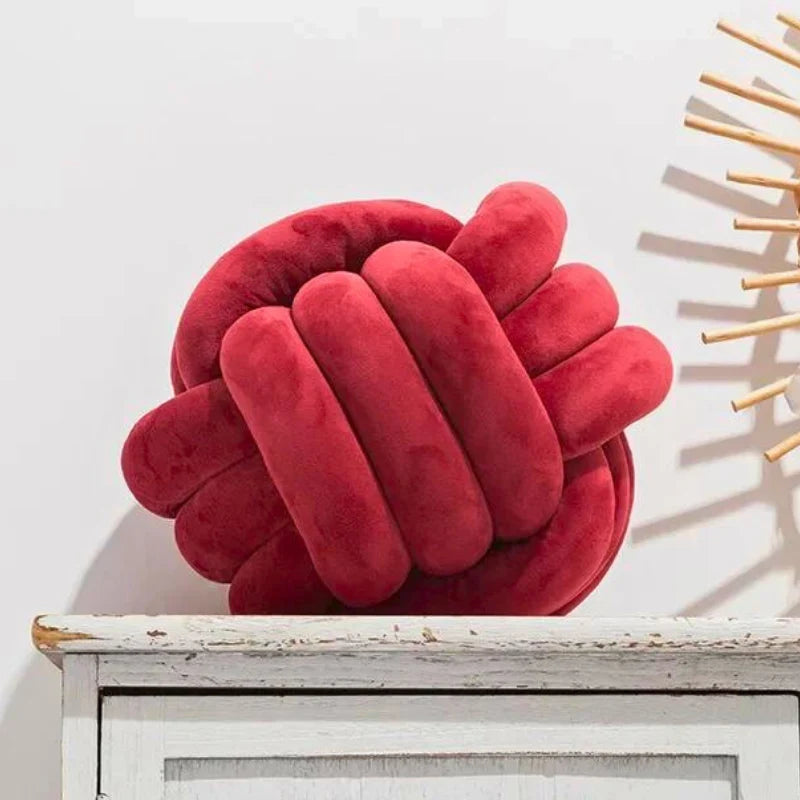 Decorative Pillow | Scandinavian Knot Plush Velvet & Cotton Fill | 28 cm