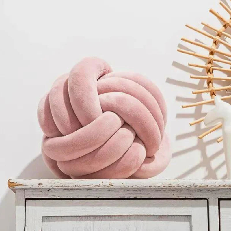 Decorative Pillow | Scandinavian Knot Plush Velvet & Cotton Fill | 28 cm