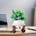 Decorative Plant Pot | Smiley Face Resin & Tabletop