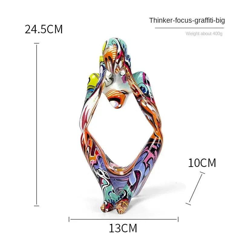 Decorative Sculpture | Resin Water-Transfer & Abstract Thinker | Table Decoration