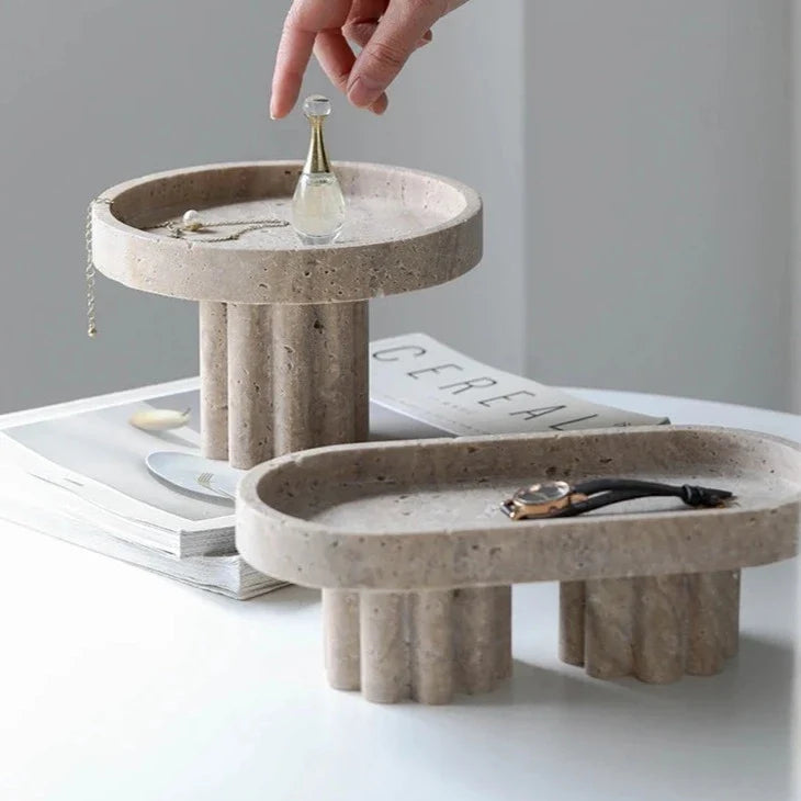 Decorative Stand | Faux Travertine & Hand-Polished