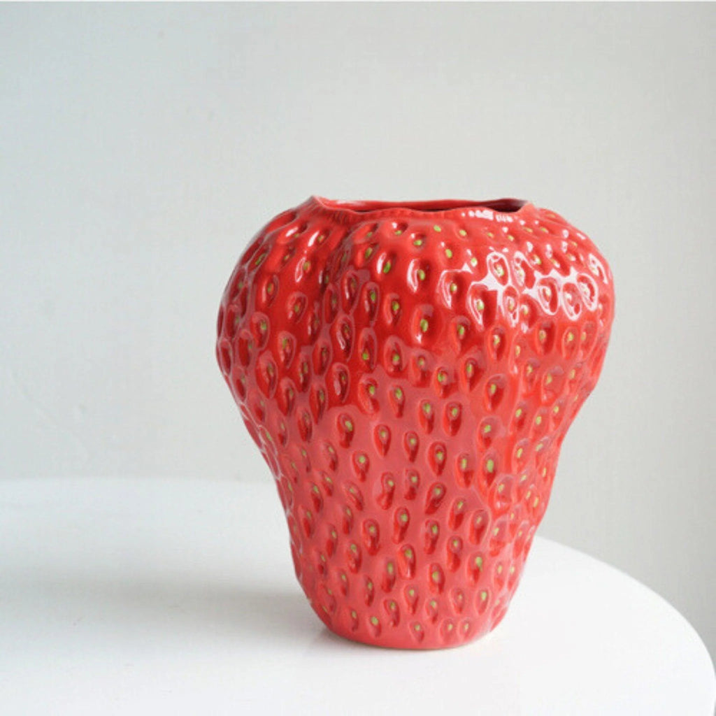 Decorative Vase | Strawberry Shape | Dimpled Seeds & Glossy Finish