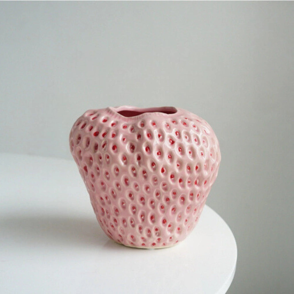 Decorative Vase | Strawberry Shape | Dimpled Seeds & Glossy Finish