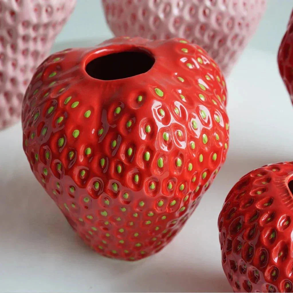 Decorative Vase | Strawberry Shape | Dimpled Seeds & Glossy Finish