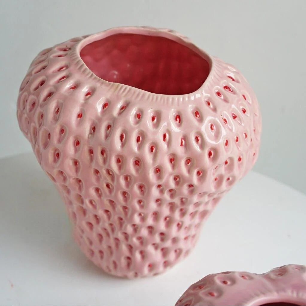 Decorative Vase | Strawberry Shape | Dimpled Seeds & Glossy Finish