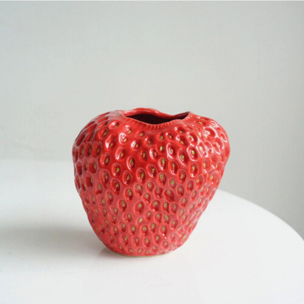 Decorative Vase | Strawberry Shape | Dimpled Seeds & Glossy Finish